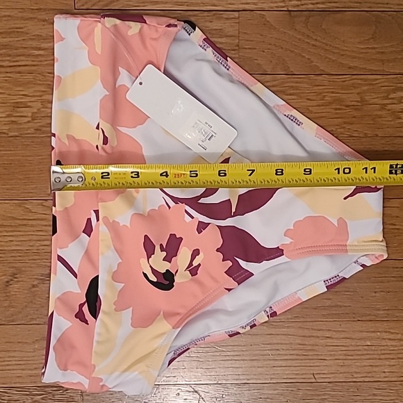 FRESHWATER WOMENS HIGH LEG HIGH WAIST PEACH FLORAL BATHING SUIT BOTTOMS SMALL - Picture 11 of 12
